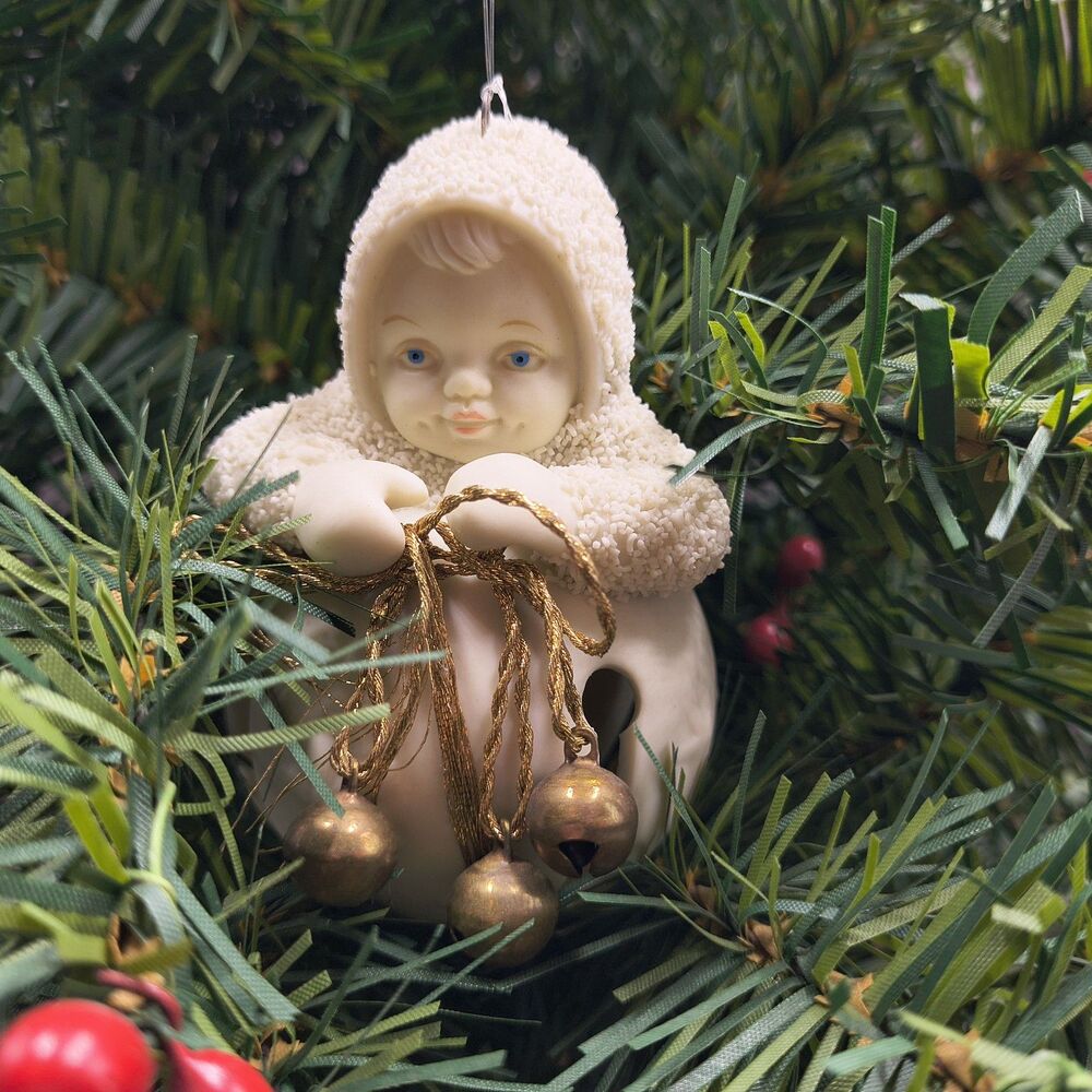 Dept 56 Snowbabies "Jingle Bells Jinglebaby" Porcelain Ornament Vintage Boxed